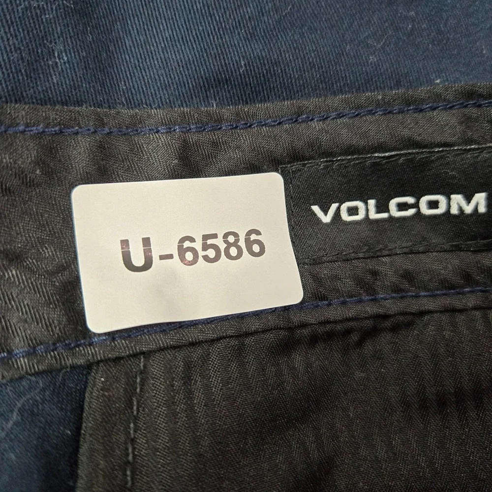 Volcom Men Pants 32 Blue Chino Straight Pockets Mid Rise Polyester‎ 30 in Inseam